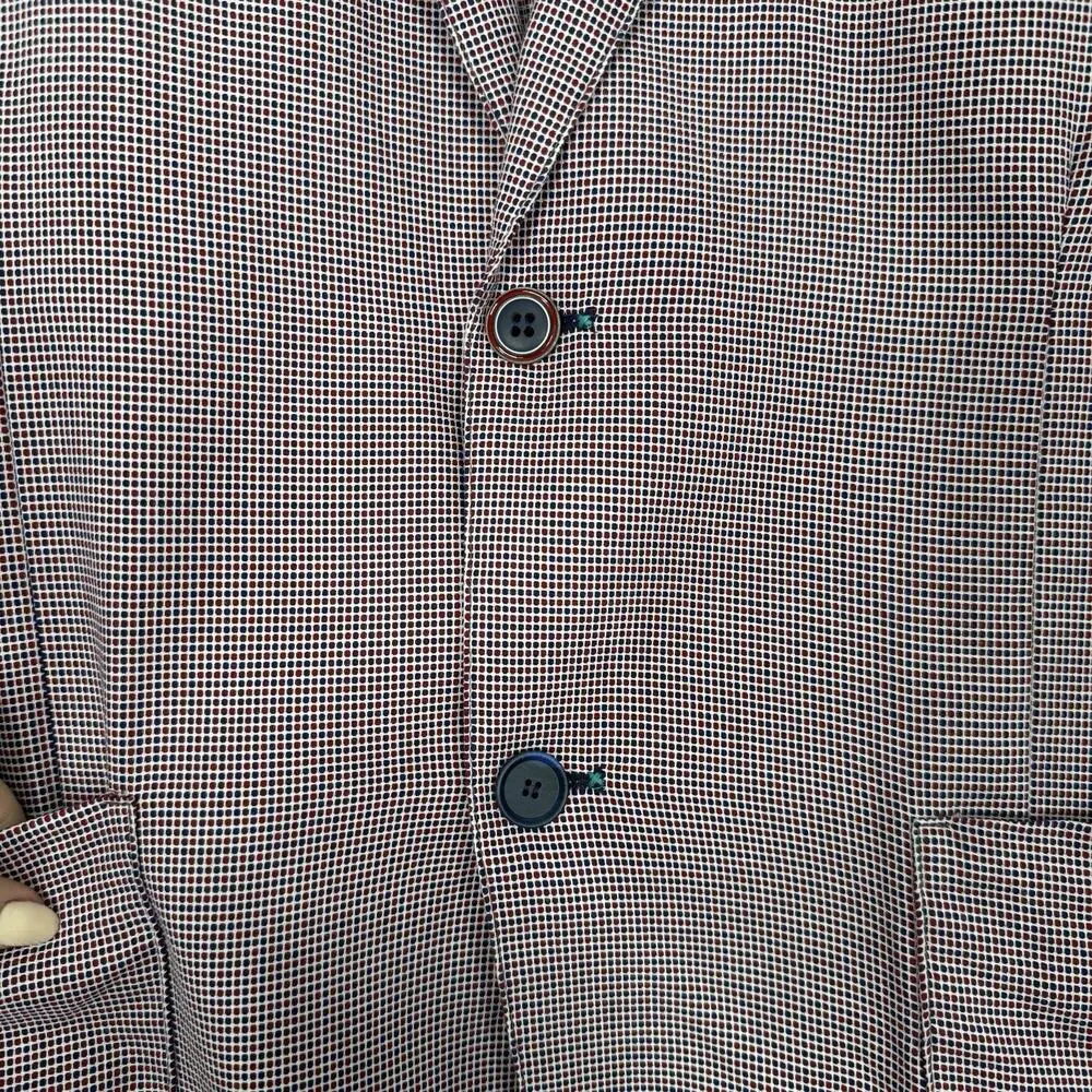 BOB Blazer Jacket Mens IT 50 Blue‎ Check Print Tailored Sport Coat Made in Italy